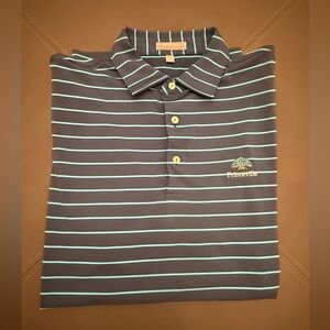 Peter Millar Polo Shirt Medium Blue Striped Summer Comfort